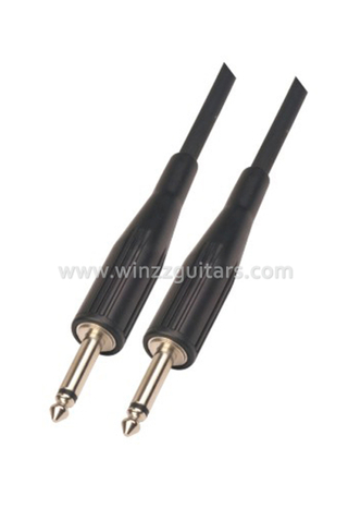 1/4"TS Connector Type 6mm PVC Black Spiral Guitar Cable (AL-G031)