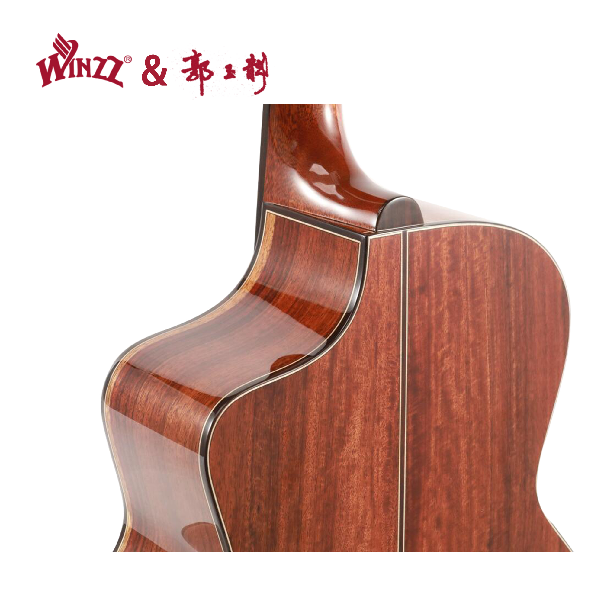 Solid Sitka Acoustic Guitar Yulong Guo Cutaway Shape with Guitar Case(WGA2022SC)