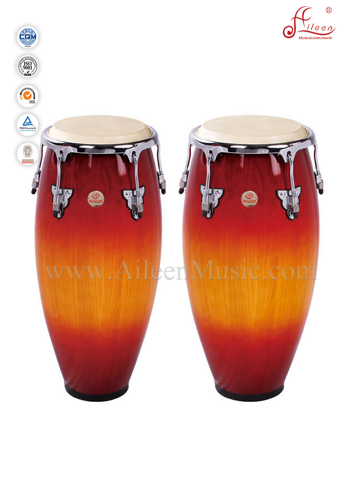 True Skin Cow Heads Wooden Conga Drum Latin Percussion (ACOC110RB)