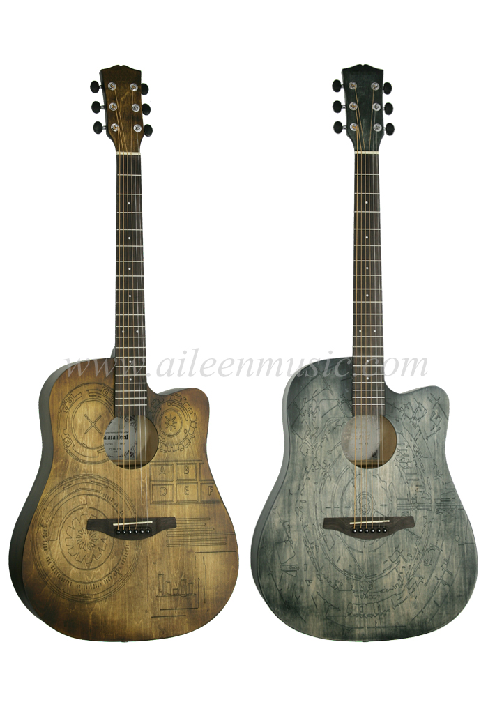 New Product 41 Inch All Linden Plywood Top Cutaway Acoustic Guitar (AF